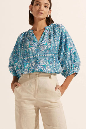 ZOE KRATZMANN Hanker Top - Sapphire Tile Shirts & Blouses - Zabecca Living