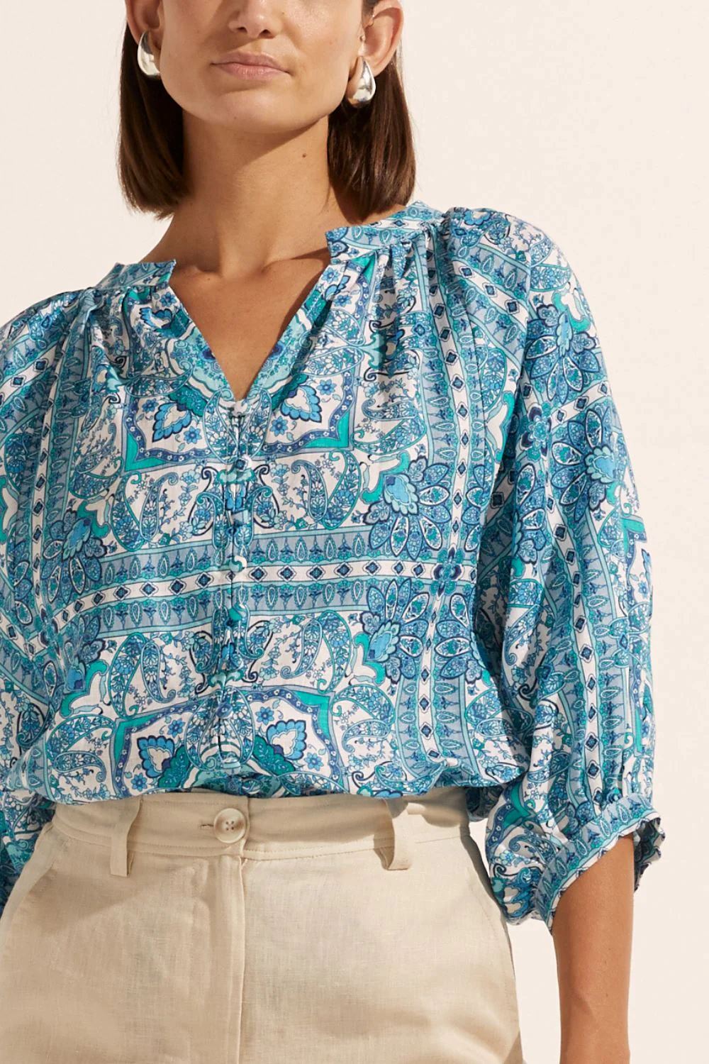 ZOE KRATZMANN Hanker Top - Sapphire Tile Shirts &amp; Blouses - Zabecca Living
