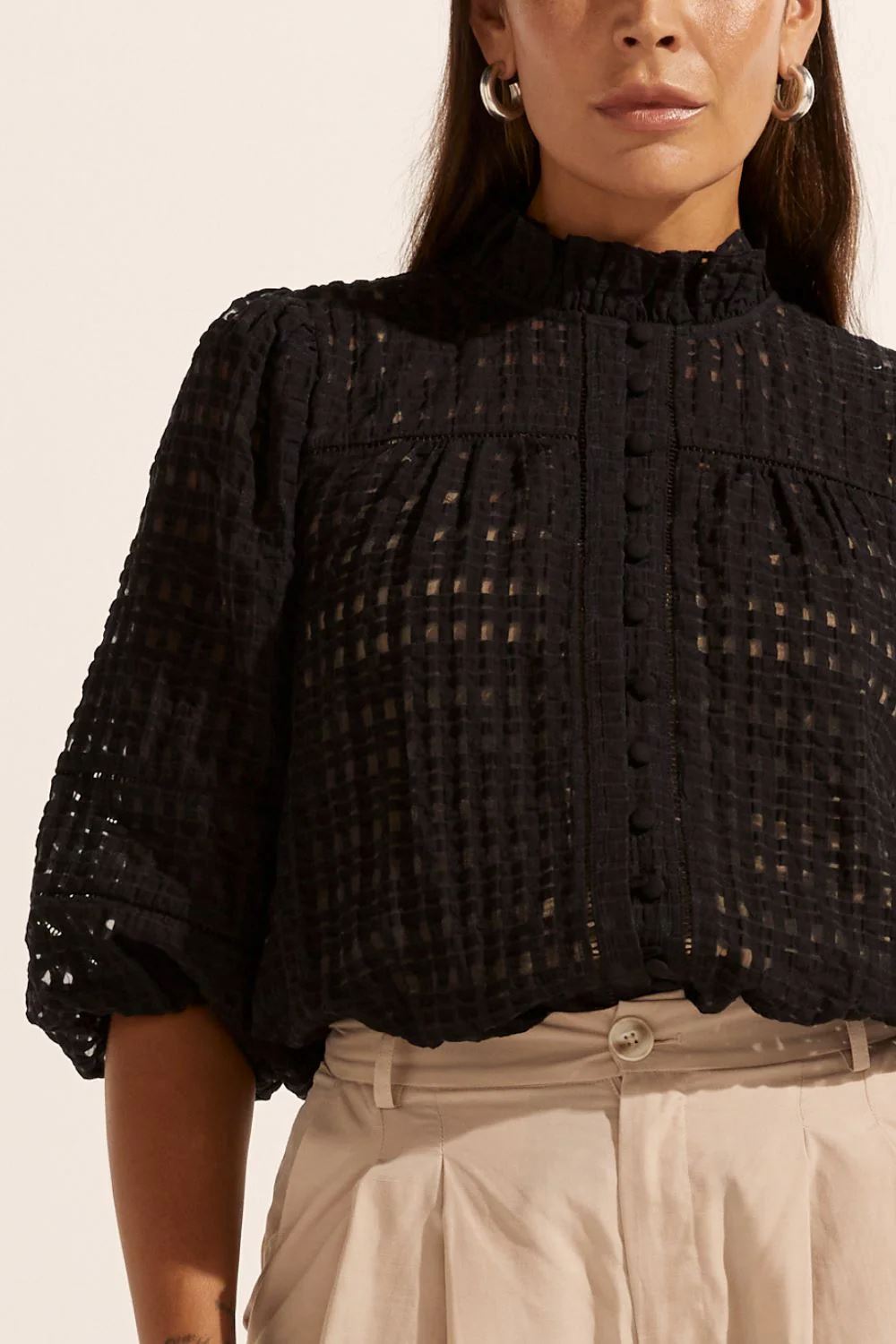 ZOE KRATZMANN Wayfarer Top - Black Window Shirts & Blouses - Zabecca Living