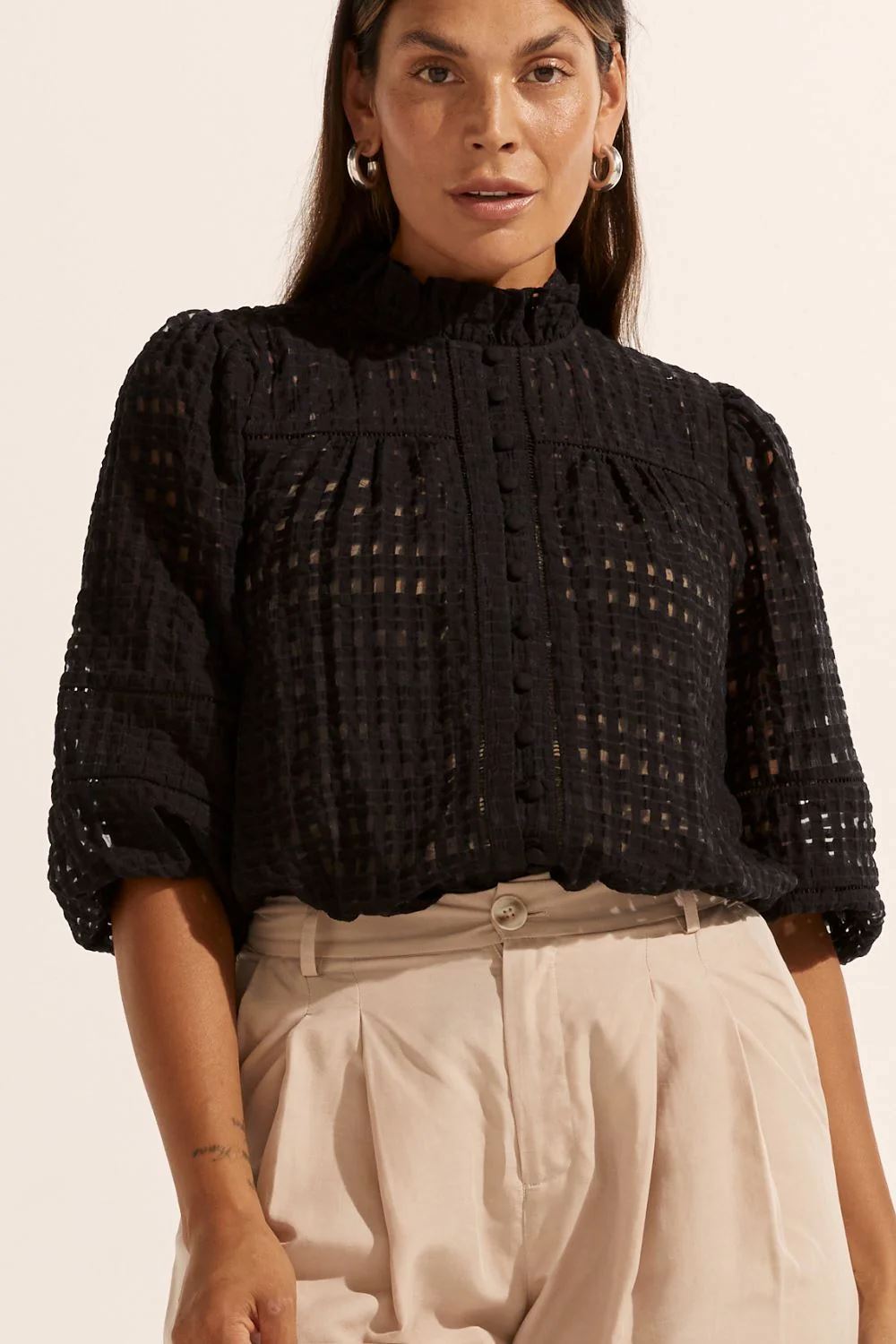 ZOE KRATZMANN Wayfarer Top - Black Window Shirts & Blouses - Zabecca Living