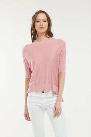 365 DAYS Lurex Summer Crew - Candy Pink Shirts & Blouses - Zabecca Living