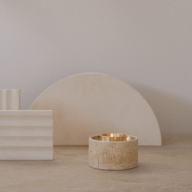 ADDITION STUDIO Asteroid Oil Burner - Stone Travertine ESSENTIAL OILS - Zabecca Living