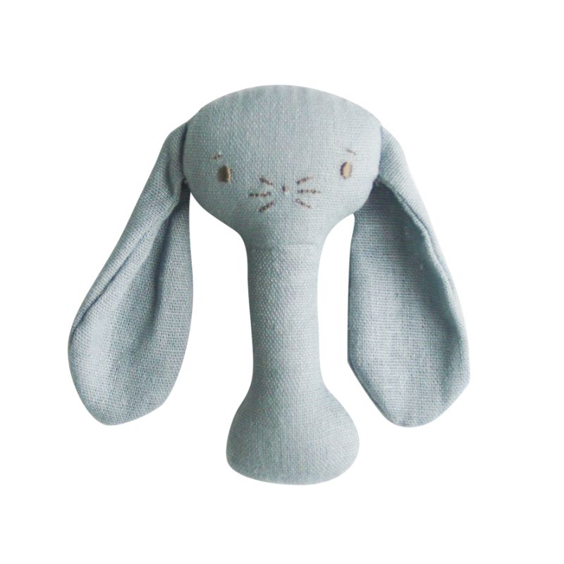 ALIMROSE Bobby Bunny Stick Rattle - Grey Linen BABY (0-12 Mths) - Zabecca Living