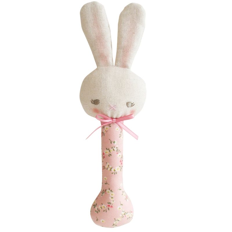 ALIMROSE Bunny Stick Rattle - Posy Heart BABY (0-12 Mths) - Zabecca Living