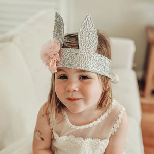 ALIMROSE Sequin Bunny Crown - Silver TODDLER (1-3 Yrs) - Zabecca Living