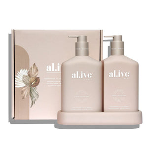 AL.IVE BODY Wash and Lotion Duo + Tray - Applewood & Goji Berry HAND AND BODY WASH - Zabecca Living