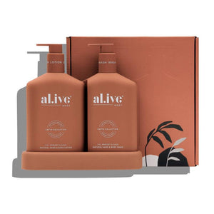 AL.IVE BODY Wash and Lotion Duo + Tray - Fig, Apricot and Sage HAND AND BODY WASH - Zabecca Living