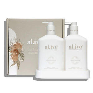 AL.IVE BODY Wash and Lotion Duo + Tray - Mango & Lychee HAND AND BODY WASH - Zabecca Living