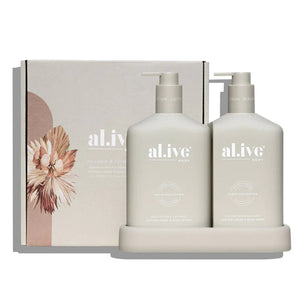 AL.IVE BODY Wash and Lotion Duo + Tray - Sea Cotton and Coconut HAND AND BODY WASH - Zabecca Living