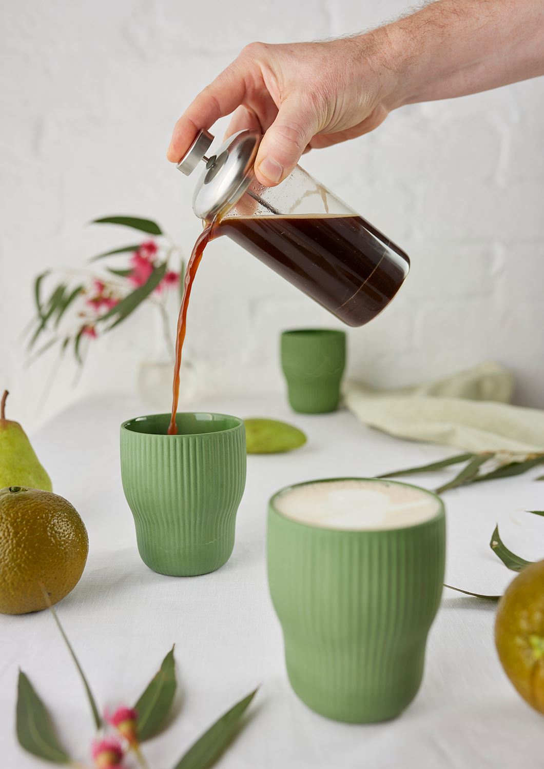 ANGUS & CELESTE Pigment Latte Cups Two Set - Forest COFFEE, TEA & DRINKS - Zabecca Living