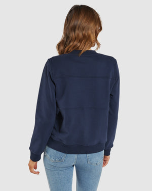 APERO Apero Panel Embroidered Jumper - Navy Jumpers + Knitwear - Zabecca Living
