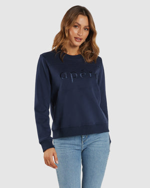 APERO Apero Panel Embroidered Jumper - Navy Jumpers + Knitwear - Zabecca Living