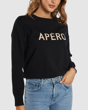 APERO The Perfect Knit Jumper - Black / Beige Jumpers + Knitwear - Zabecca Living