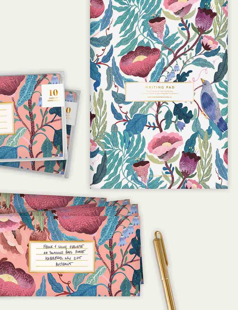 BESPOKE LETTERPRESS Blomstra 10 Pack DL Envelopes - Swedish Forest Notebooks - Zabecca Living
