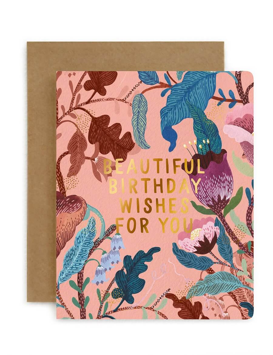 BESPOKE LETTERPRESS - Blomstra Beautiful Birthday Wishes For You Birthday Card - Zabecca Living