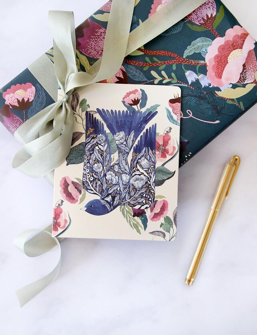 BESPOKE LETTERPRESS - Blomstra Blue Bird Blank Card - Zabecca Living