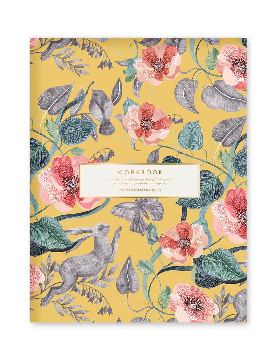 BESPOKE LETTERPRESS Blomstra Workbook - Hare and Butterfly Notebooks - Zabecca Living