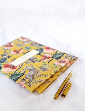 BESPOKE LETTERPRESS Blomstra Workbook - Hare and Butterfly Notebooks - Zabecca Living