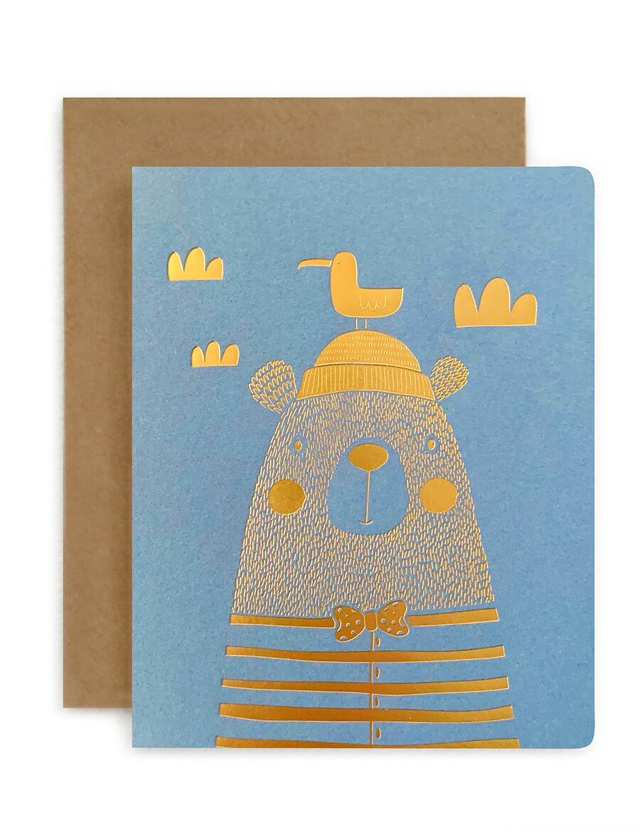 BESPOKE LETTERPRESS - Boy Bear Baby Card - Zabecca Living