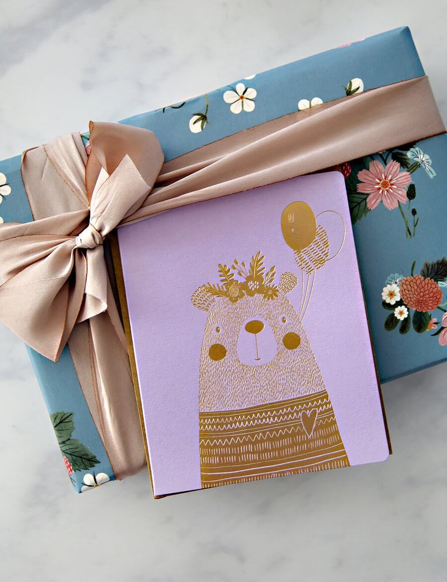 BESPOKE LETTERPRESS - Girl Bear Baby Card - Zabecca Living