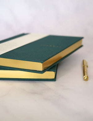 BESPOKE LETTERPRESS Linen Bound Journal - Teal Notebooks - Zabecca Living