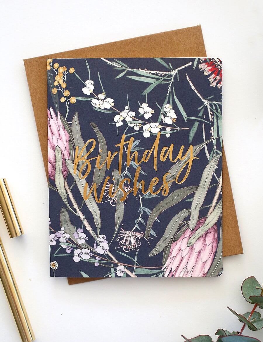 BESPOKE LETTERPRESS - Native Birthday Wishes Birthday Card - Zabecca Living