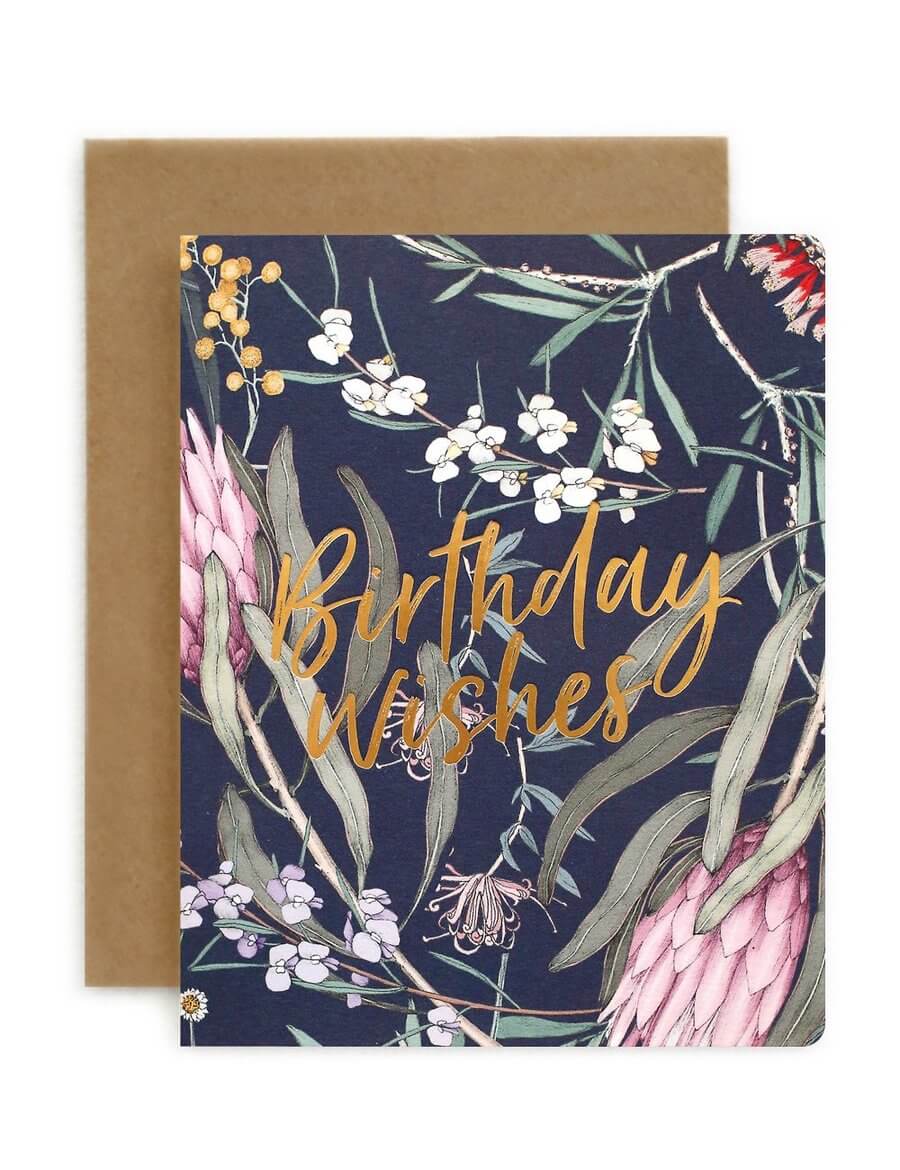 BESPOKE LETTERPRESS - Native Birthday Wishes Birthday Card - Zabecca Living
