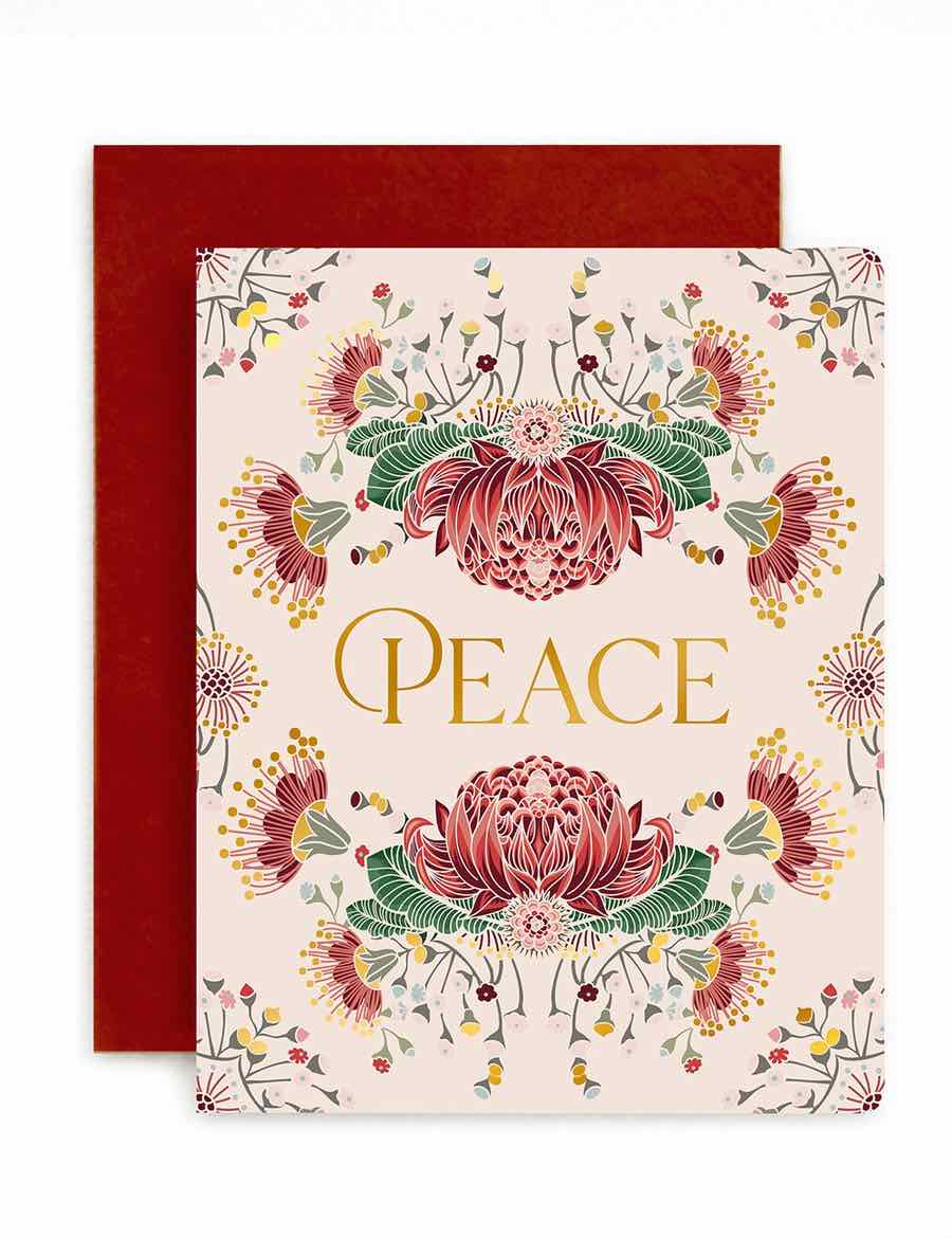 BESPOKE LETTERPRESS Peace Christmas Card - Zabecca Living