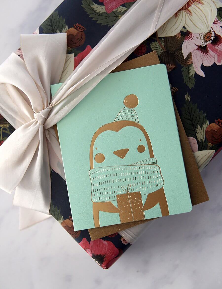 BESPOKE LETTERPRESS - Penguin Baby Card - Zabecca Living