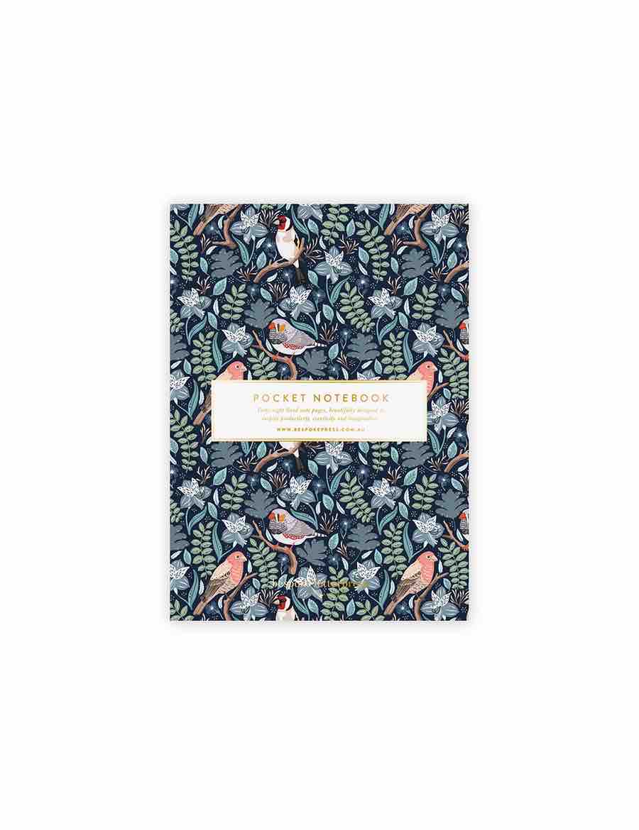 BESPOKE LETTERPRESS Pocket Notebook Finches - Lined Notebooks - Zabecca Living