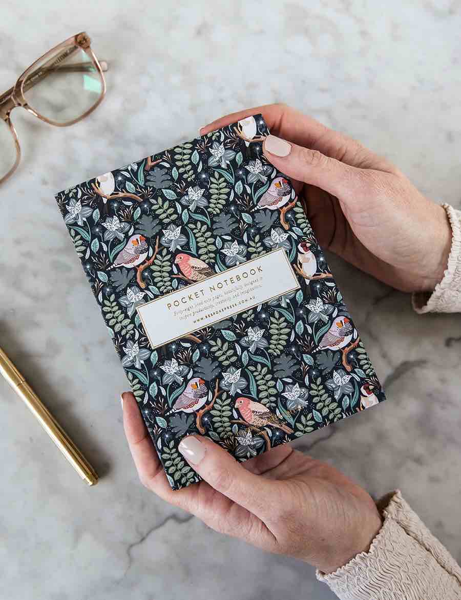 BESPOKE LETTERPRESS Pocket Notebook Finches - Lined Notebooks - Zabecca Living
