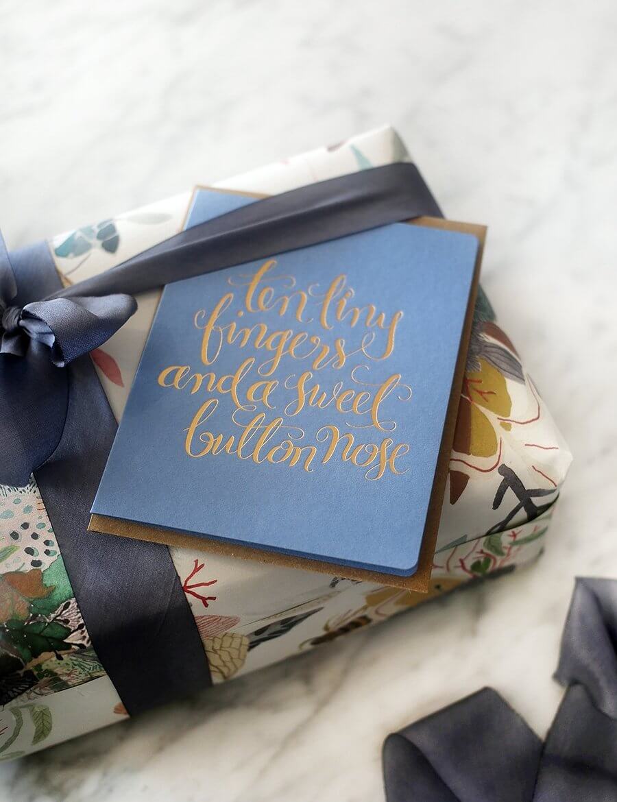 BESPOKE LETTERPRESS Ten Tiny Fingers - Blue Baby Card - Zabecca Living