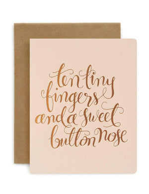 BESPOKE LETTERPRESS Ten Tiny Fingers - Blush Baby Card - Zabecca Living