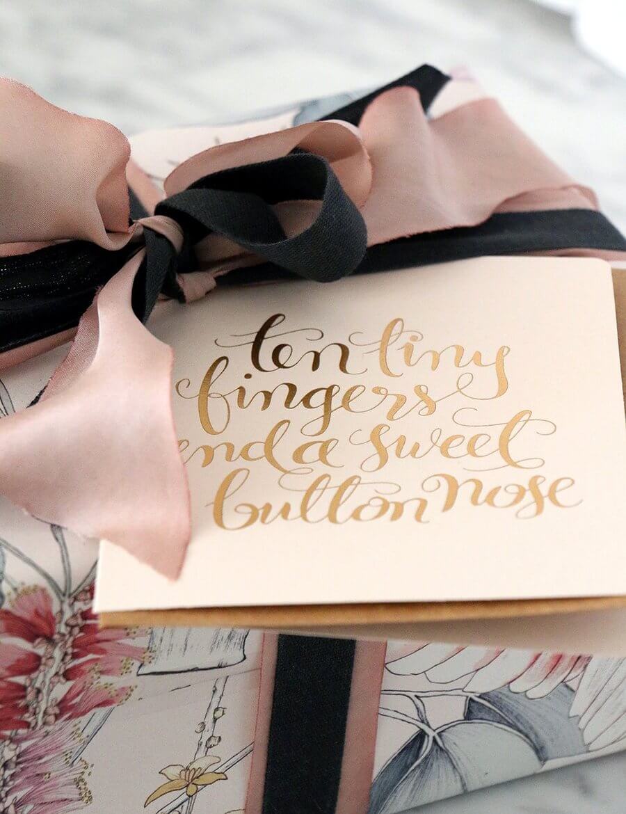 BESPOKE LETTERPRESS Ten Tiny Fingers - Blush Baby Card - Zabecca Living