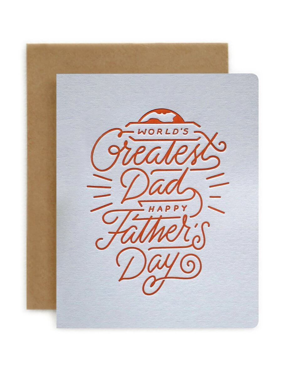 BESPOKE LETTERPRESS - World's Greatest Dad Fathers Day Card - Zabecca Living
