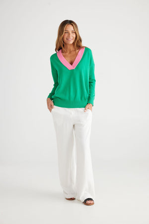 BRAVE AND TRUE Barcelona Knit - Green & Pink Jumpers + Knitwear - Zabecca Living