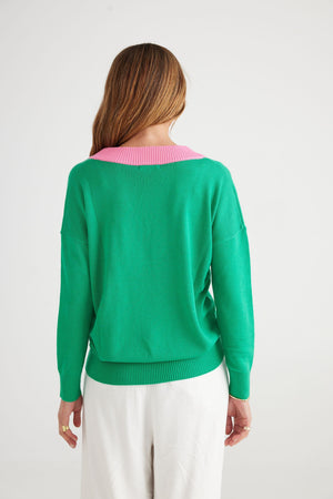 BRAVE AND TRUE Barcelona Knit - Green & Pink Jumpers + Knitwear - Zabecca Living