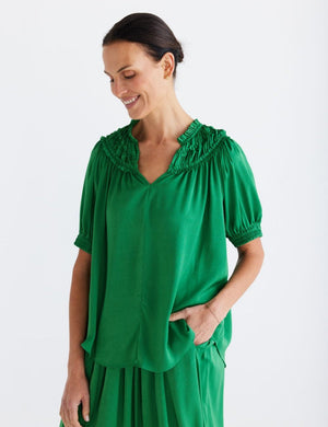 BRAVE AND TRUE Bistro Top - Emerald Shirts & Blouses - Zabecca Living