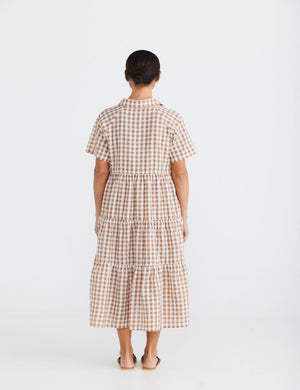 BRAVE AND TRUE Rosa Dress - Toffee Gingham DRESS - Zabecca Living