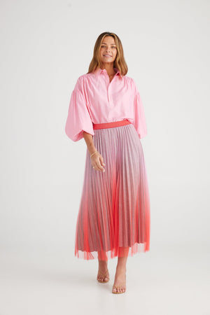 BRAVE AND TRUE West End Skirt - Pink and Red Skirt - Zabecca Living