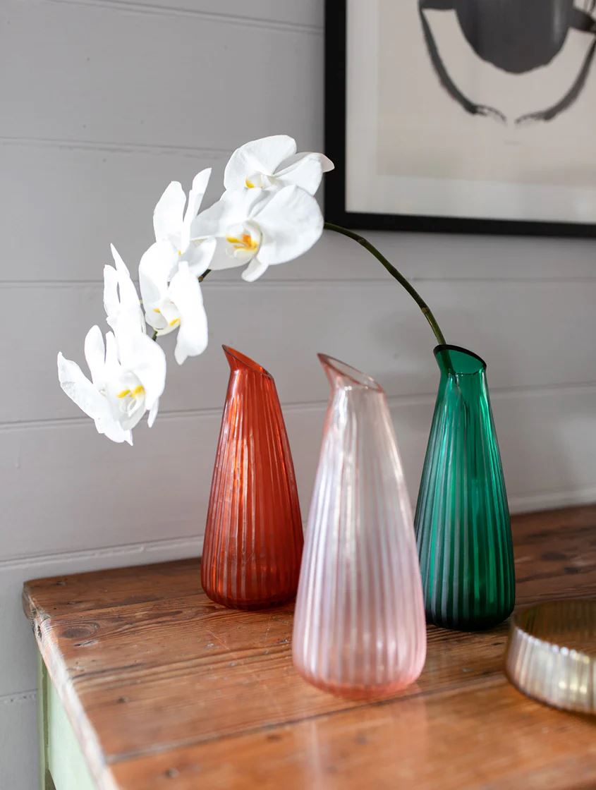 BRIAN TUNKS Cut Glass Heron Carafe - Peach VASE - Zabecca Living