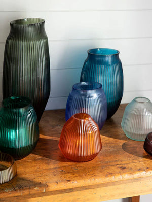 BRIAN TUNKS Cut Glass Mini Conical Vase - Marine VASE - Zabecca Living