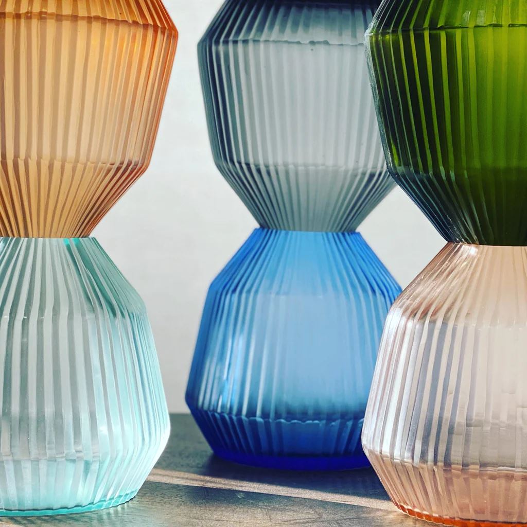 BRIAN TUNKS Cut Glass Mini Conical Vase - Marine VASE - Zabecca Living