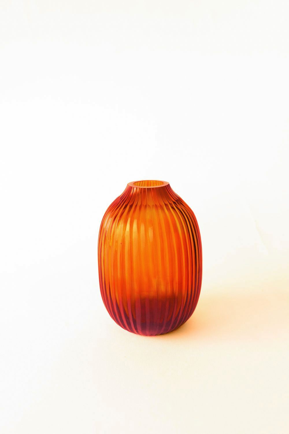 BRIAN TUNKS Cut Glass Pod Vase - Blood Orange VASE - Zabecca Living