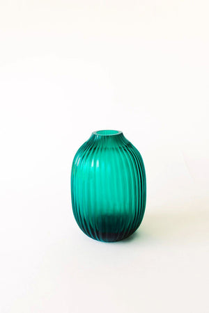 BRIAN TUNKS Cut Glass Pod Vase - Turquoise VASE - Zabecca Living