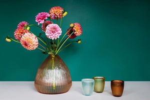 BRIAN TUNKS Cut Glass Small Conical Vase - Copper VASE - Zabecca Living