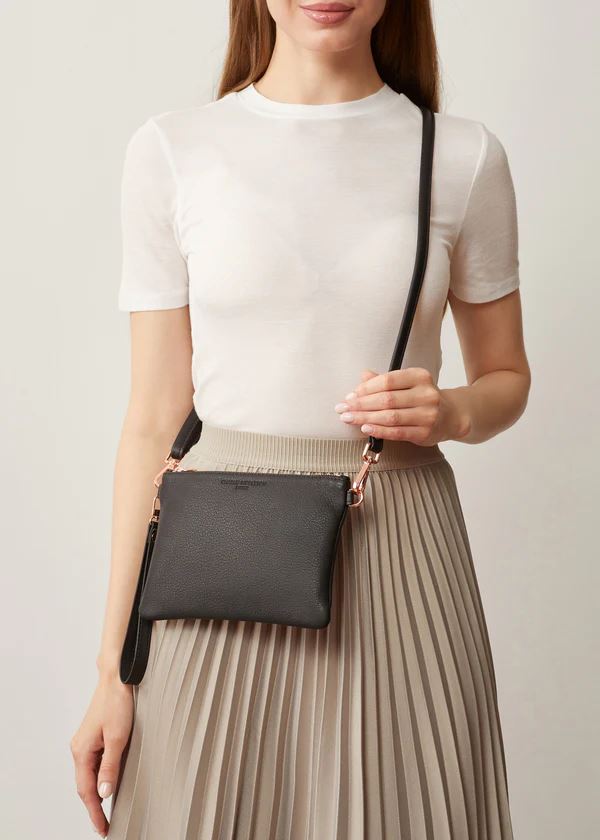 CHARLIE MIDDLETON Black Nappa Essential Crossbody - Gold HANDBAG - Zabecca Living