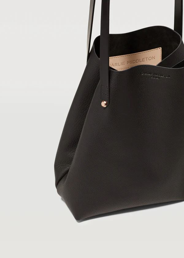 CHARLIE MIDDLETON Black Nappa Mini Bespoke Tote - Black HANDBAG - Zabecca Living