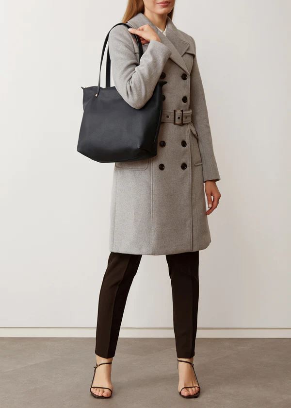 CHARLIE MIDDLETON Black Nappa Mini Bespoke Zippered Tote - Silver HANDBAG - Zabecca Living