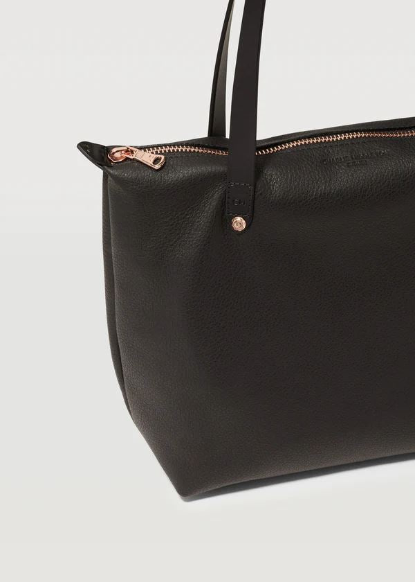 CHARLIE MIDDLETON Black Nappa Mini Bespoke Zippered Tote - Silver HANDBAG - Zabecca Living